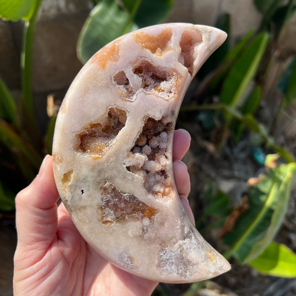Pink Amethyst Sugar Druzy Moon